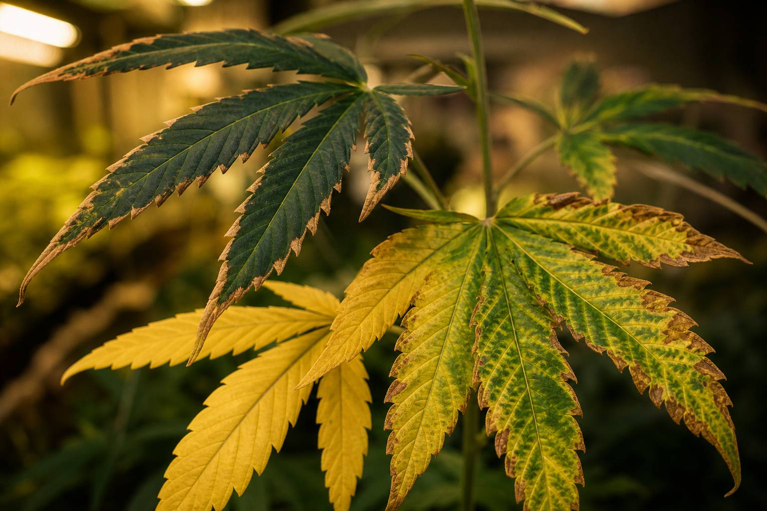 Carencias y excesos en marihuana: señales visuales básicas