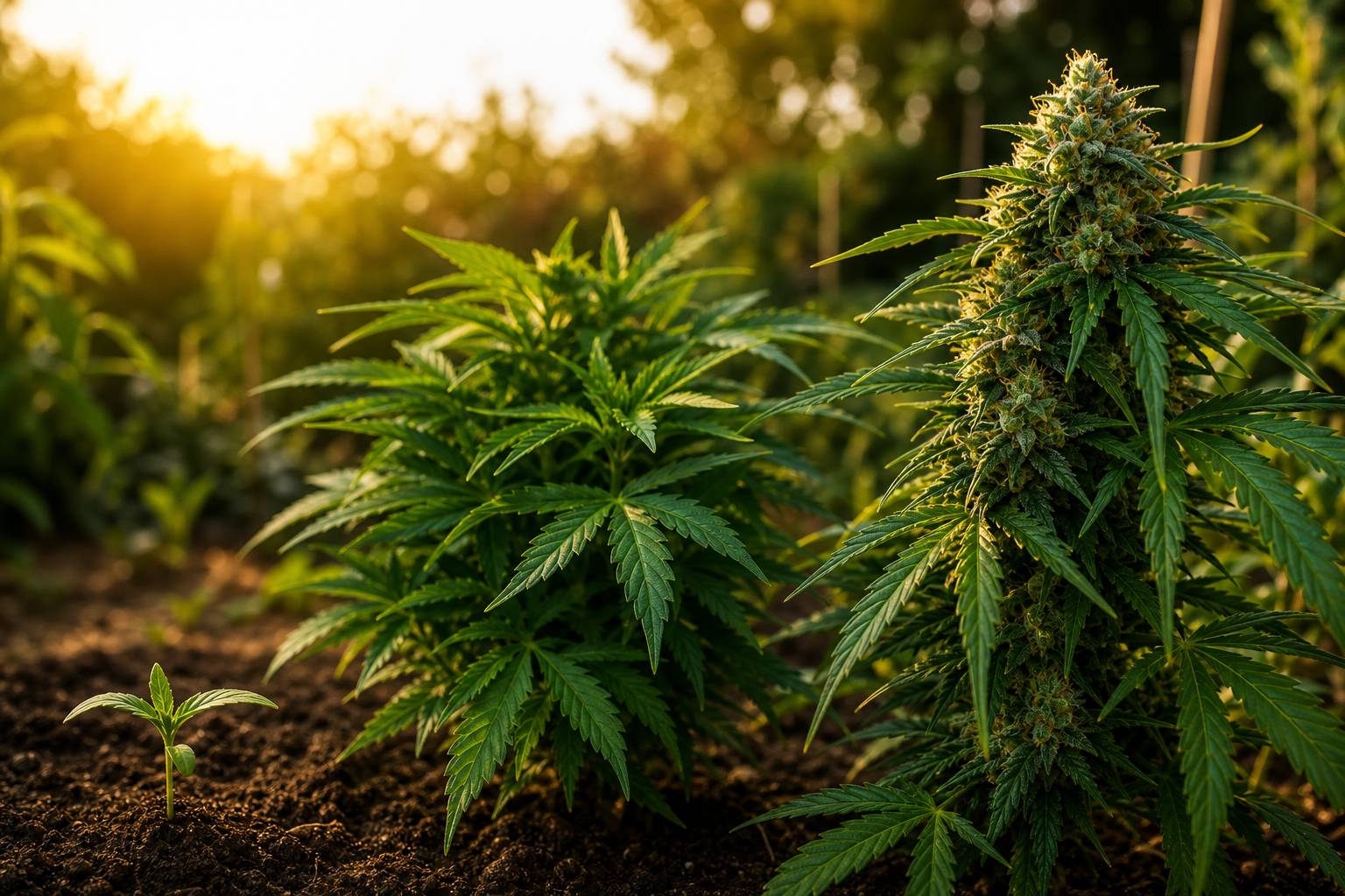 Crecimiento de marihuana en exterior: fases y señales normales